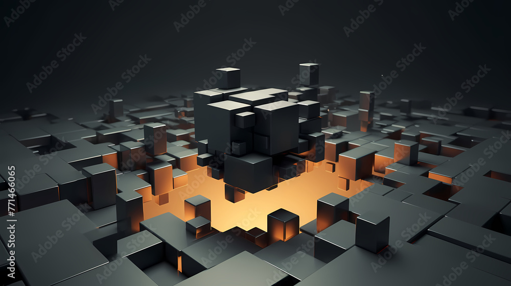 Fototapete futuristic cube formation,abstract 3d rendering