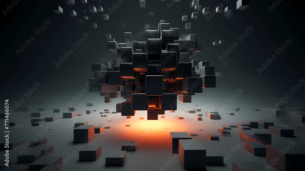 Fototapete futuristic cube formation,abstract 3d rendering