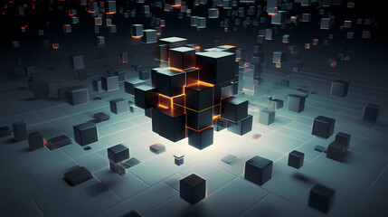 Futuristic cube formation,Abstract 3D rendering
