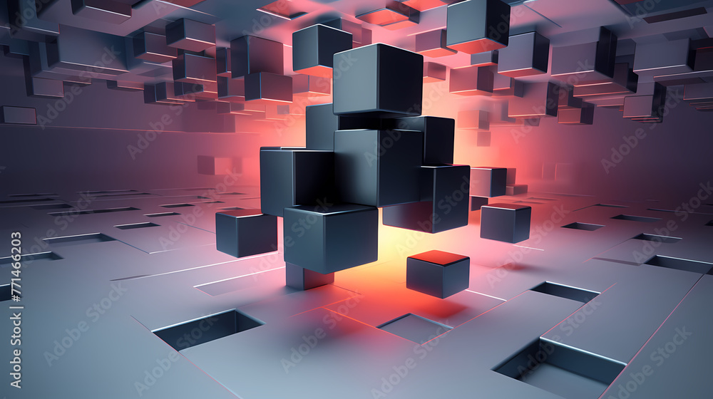Fototapete futuristic cube formation,abstract 3d rendering
