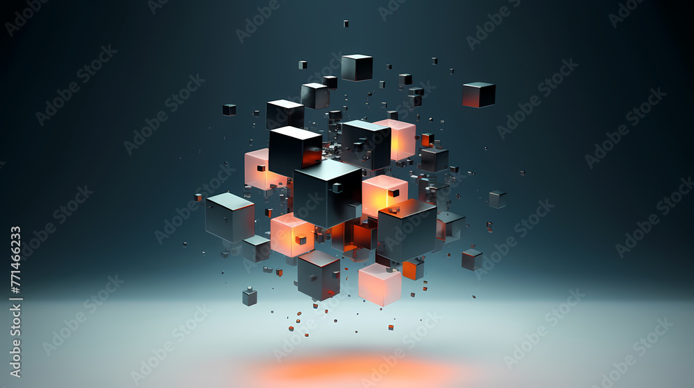 Fototapete futuristic cube formation,abstract 3d rendering