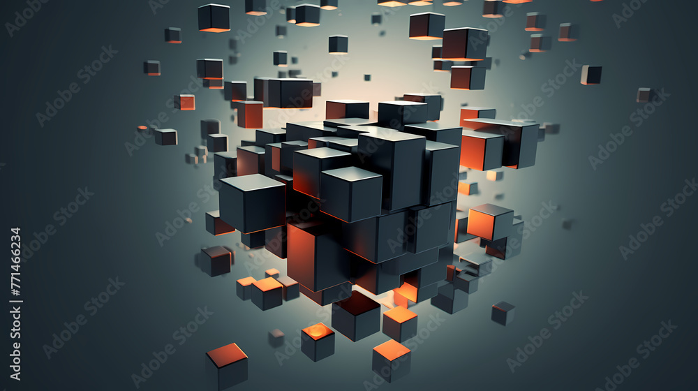 Fototapete futuristic cube formation,abstract 3d rendering