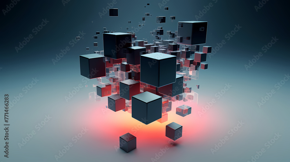 Poster futuristic cube formation,abstract 3d rendering