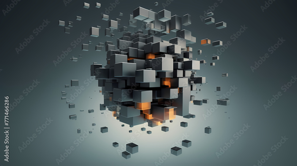 Fototapete futuristic cube formation,abstract 3d rendering