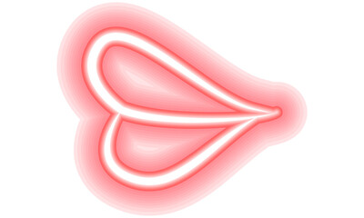 Neon glowing lips shining vibrant bright woman lips, love kiss icon with transparent background