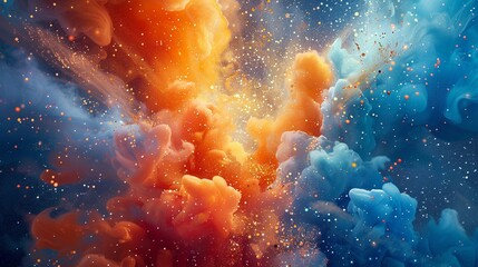 Galassia con nebulosa multicolore - obrazy, fototapety, plakaty