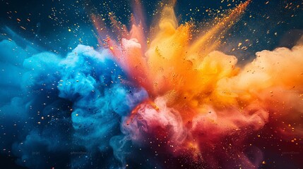 Cielo stellato con esplosioni multicolori - obrazy, fototapety, plakaty