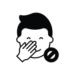 Black Solid Do Not Touch Face vector icon