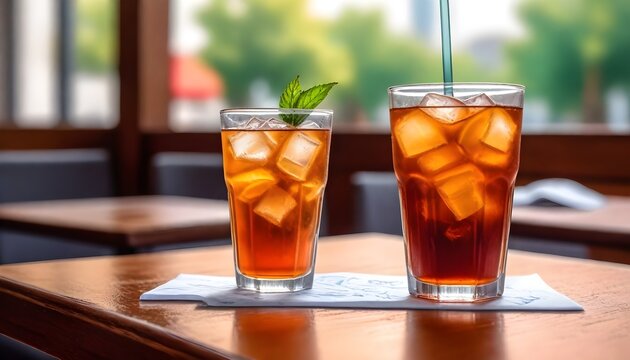 A frosted glass of iced tea on a cozy cafÃ© table 2 (22)