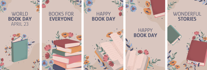 Hand drawn stories instagram collection for world book day celebration