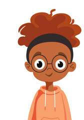 African American girl avatar illustration, happy children, childhood happiness