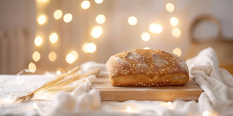 fresh bread on blur background