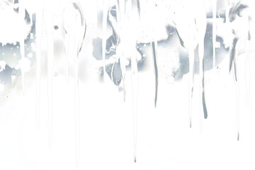 Black and white dripping watercolor paint stain on white background.