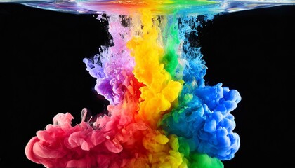 Vivid Vortex: Rainbow Colors Swirling in Ink"