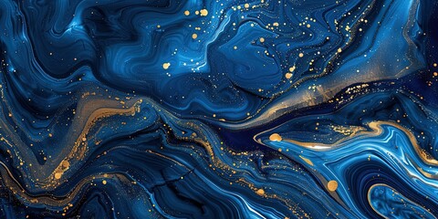 Abstraction of the sea and waves in the sea which is expressed with the help of irregular geometric shapes, wallpaper, dark blue, blue, purple colors, copy space, card, template, background.