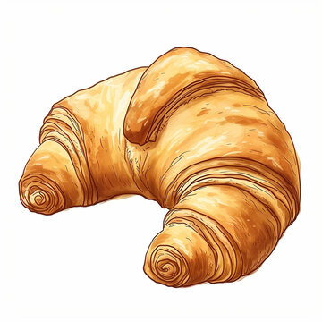 Drawing of croissant dessert on a white background.
