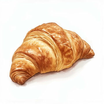 Drawing of croissant dessert on a white background.