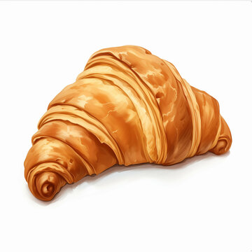 Drawing of croissant dessert on a white background.