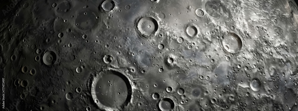 Wall mural Background with the texture of the surface of a gray moon with craters.