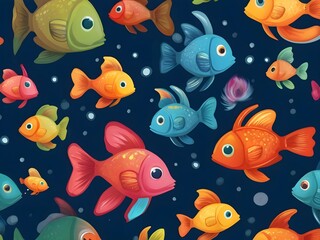Fototapeta na wymiar seamless pattern with fishes