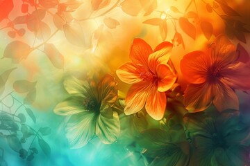 Fototapeta na wymiar Colorful abstract background with flowers. Ai generative art