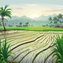 Kussenhoes Ricefield Cartoon Design Very Beautiful © BAIM
