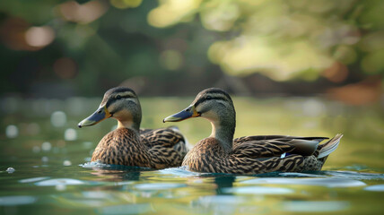 Fototapeta premium Ducks in a Swimming in the water Body.