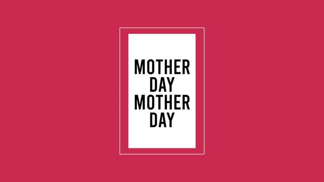 This image features a red background with a centered, rectangular text in white that reads Mother Day with a black border. It celebrates and highlights the occasion of Mothers Day