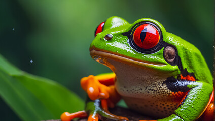 Fototapeta premium beautiful tropical frog close up