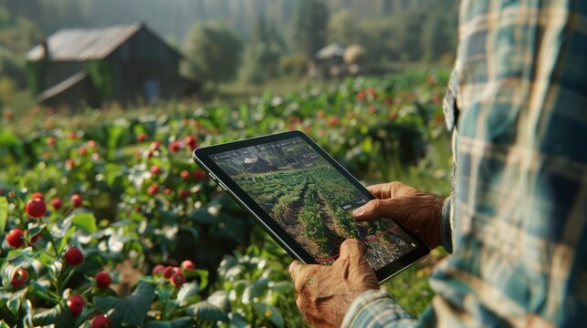 Farmer holding a digital tablet