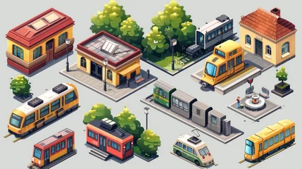 Möbelaufkleber Cartoon set of isometric 3d subway icons © Jang