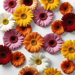 gerbera flowers on a white background. text space