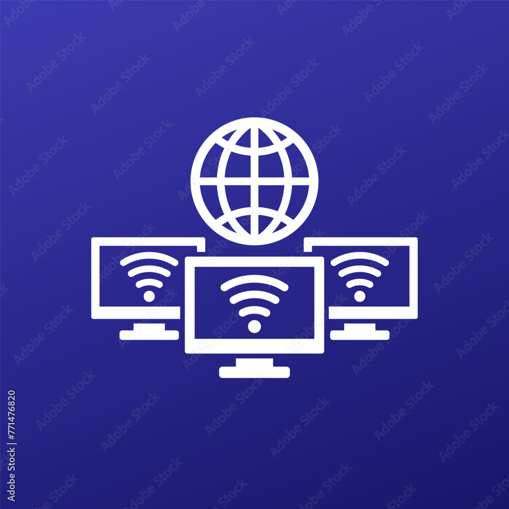 Poster Wi-fi network vector icon with computers