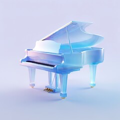 Glossy stylized glass icon of piano, musical instrument, music