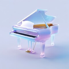 Glossy stylized glass icon of piano, musical instrument, music