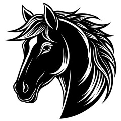 horse head silhouette vector on white background