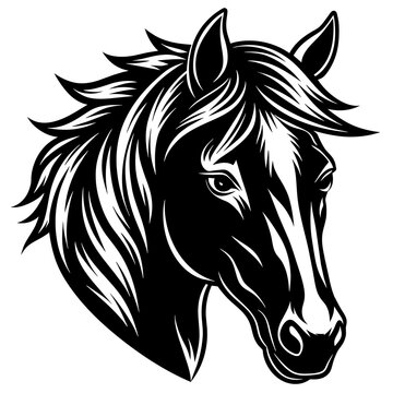 horse head silhouette vector on white background