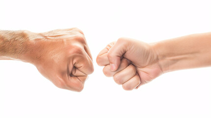 close up shot of a fist bump on a blank background 