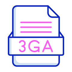 3GA File Format Vector Icon Design