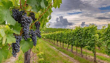Fototapeta premium grapes on vine growing in vineyard