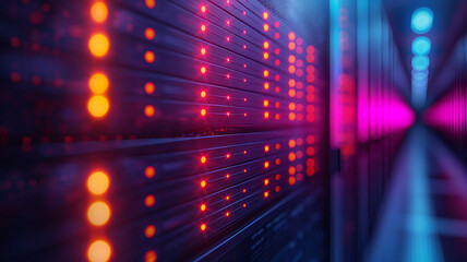 Data Center Dynamics: Network Server Room with LED Lights