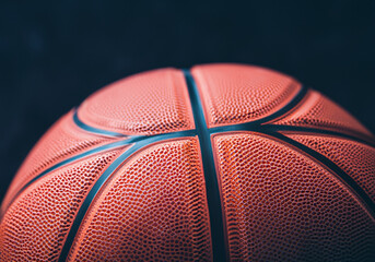 close up Basketball ball on dark black background - 771482018