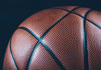 close up Basketball ball on dark black background - 771482033