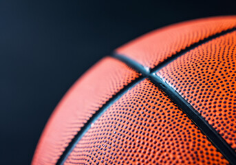 close up Basketball ball on dark black background - 771482049