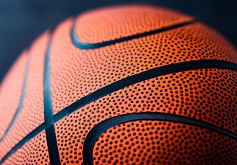 close up Basketball ball on dark black background - 771482052