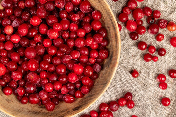 quick-frozen sour cranberries of red color