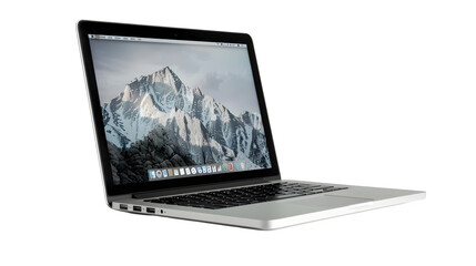 Sleek modern laptop isolated on a transparent background, PNG, Ai