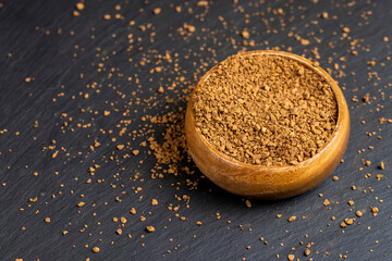 brown pieces of instant coffee for making a coffee drink