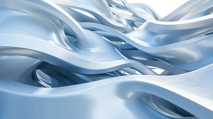 Blue and white abstract waves. 3D rendering.