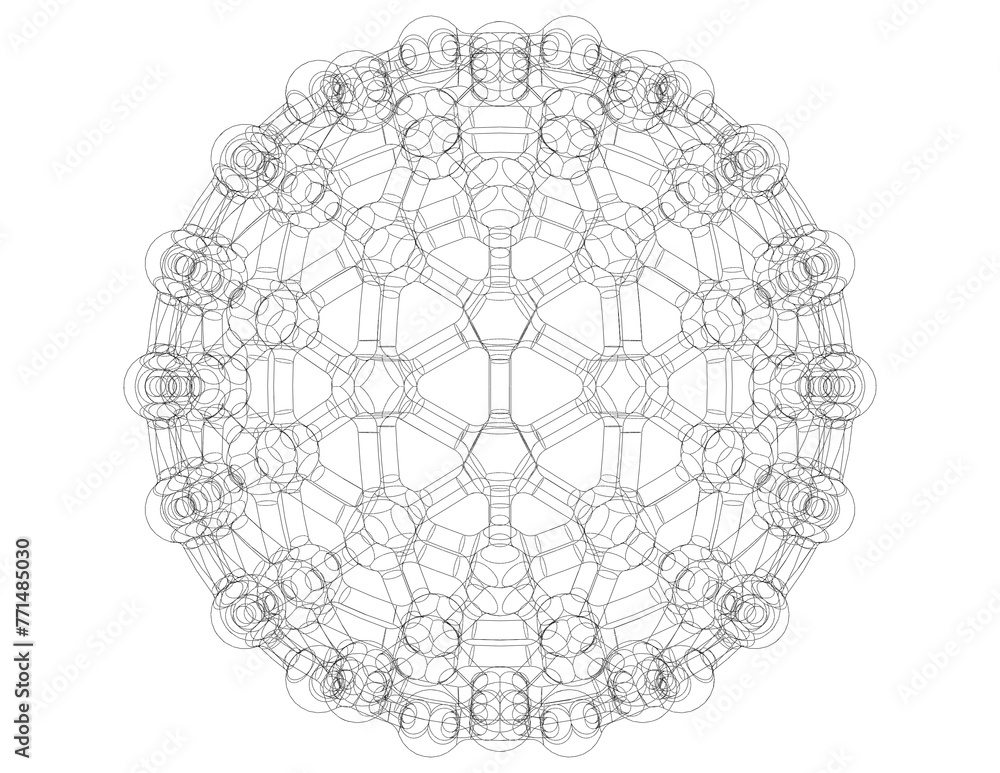 Poster geodesic structure with atoms 3d print model